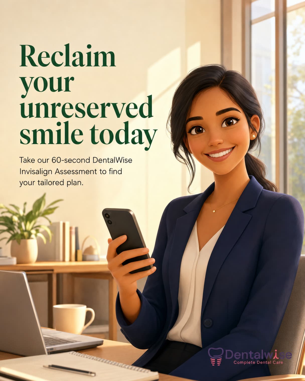 Call to action slide: reclaim your unreserved smile today with a 60-second assessment.